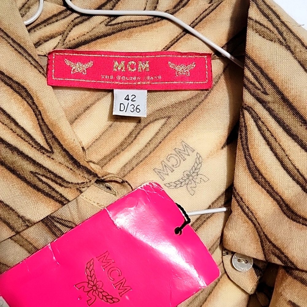 Nwdft Vintage MCM The Golden Jeans Wool Logo Mother of Pearl Buttons Down IT 42 - Picture 4 of 16